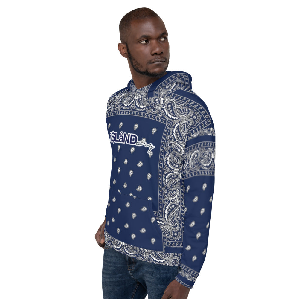 Navy Blue Paisley Unisex Hoodie LFS