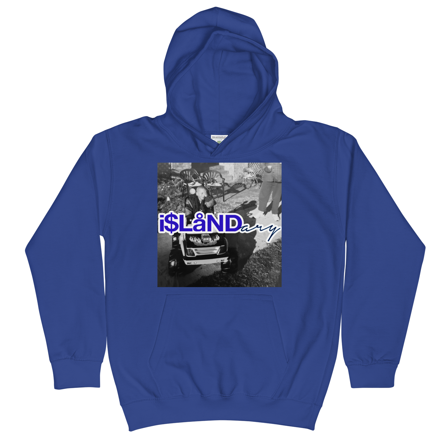 B3rry Big Wheel Blue Islandary FMLY Kids Hoodie