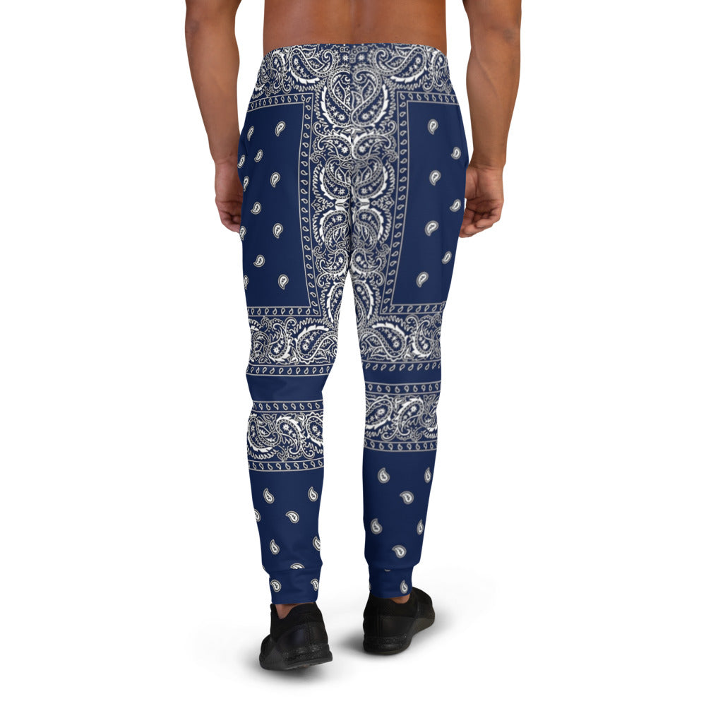 Navy Blue Paisley Men's Joggers LFS