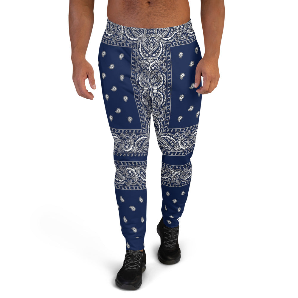 Navy Blue Paisley Men's Joggers LFS