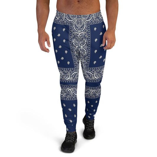 Navy Blue Paisley Men's Joggers LFS