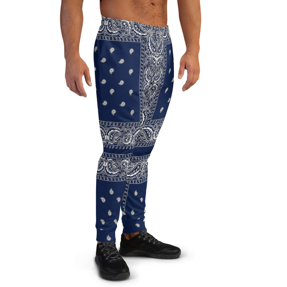 Navy Blue Paisley Men's Joggers LFS