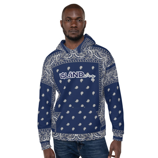 Navy Blue Paisley Unisex Hoodie LFS