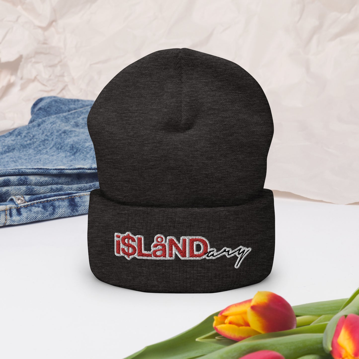 Red Islandary Cuffed Beanie