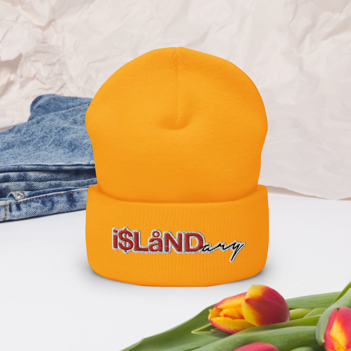 Red Islandary Cuffed Beanie