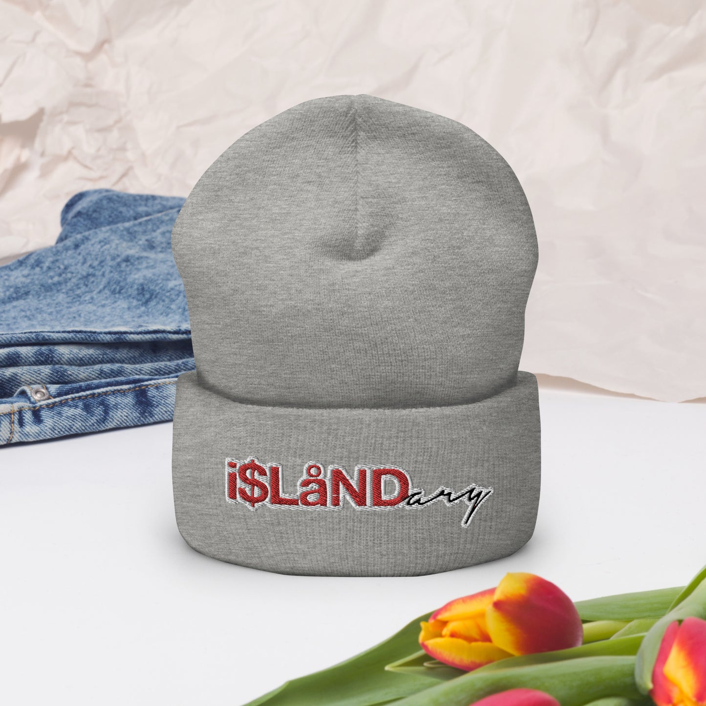 Red Islandary Cuffed Beanie