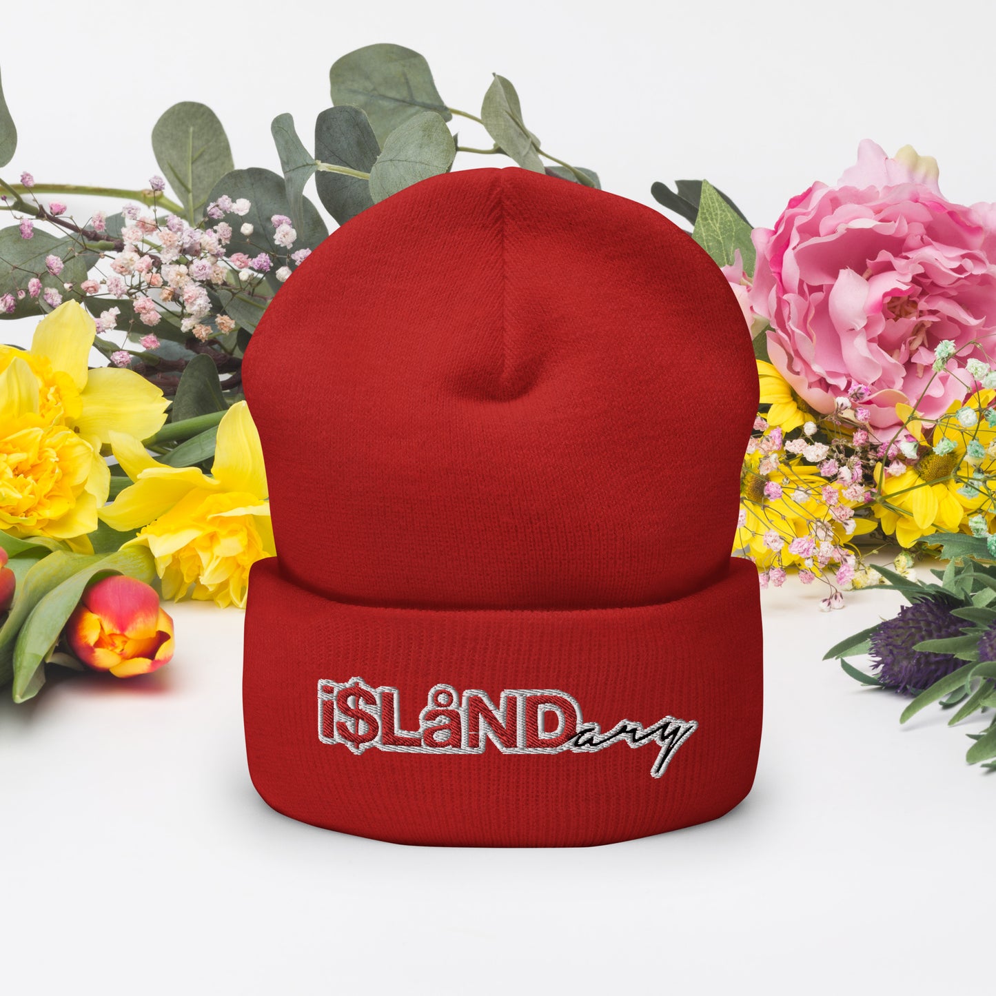 Red Islandary Cuffed Beanie