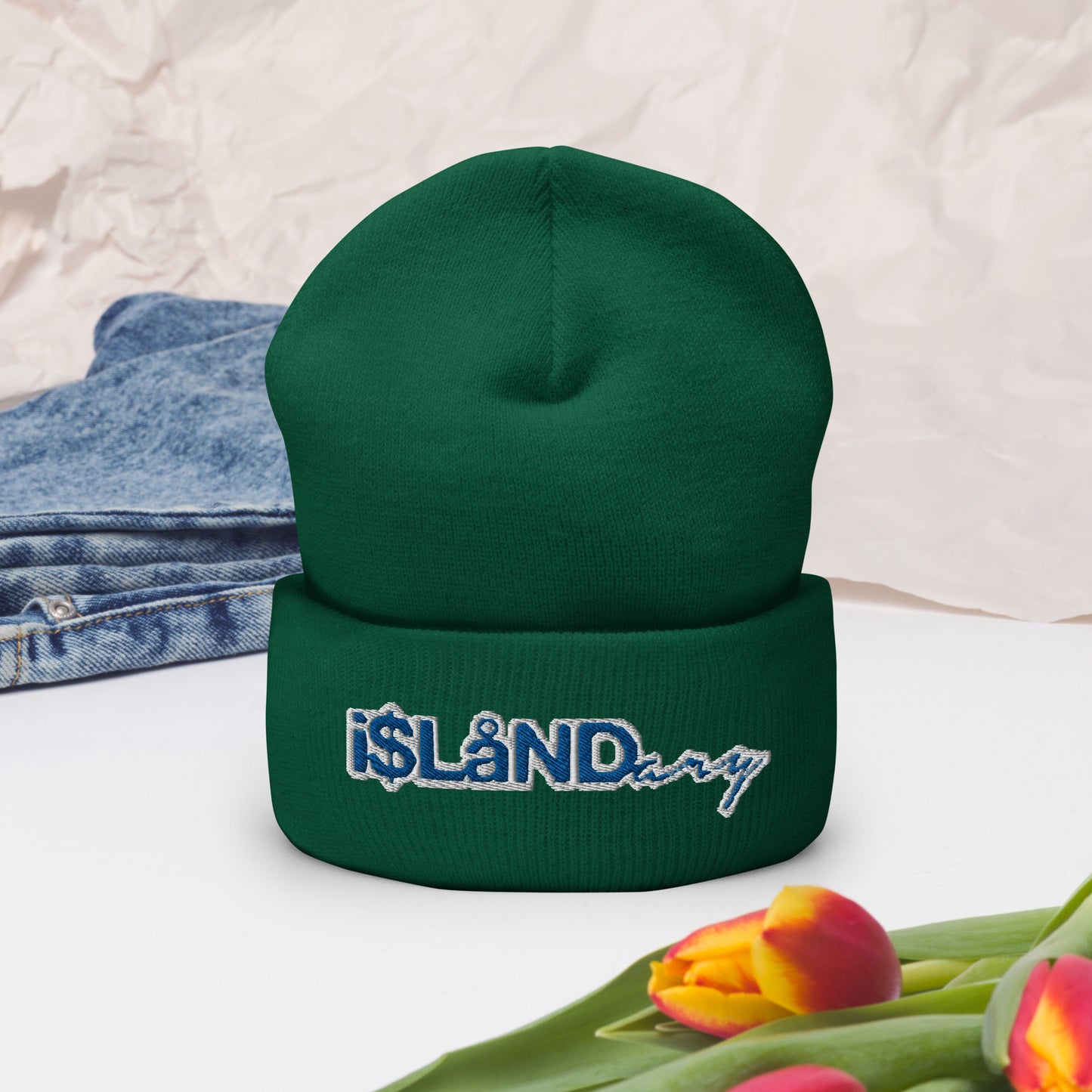 Blue Islandary Cuffed Beanie