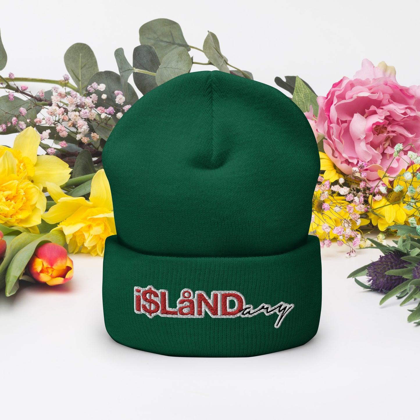 Red Islandary Cuffed Beanie