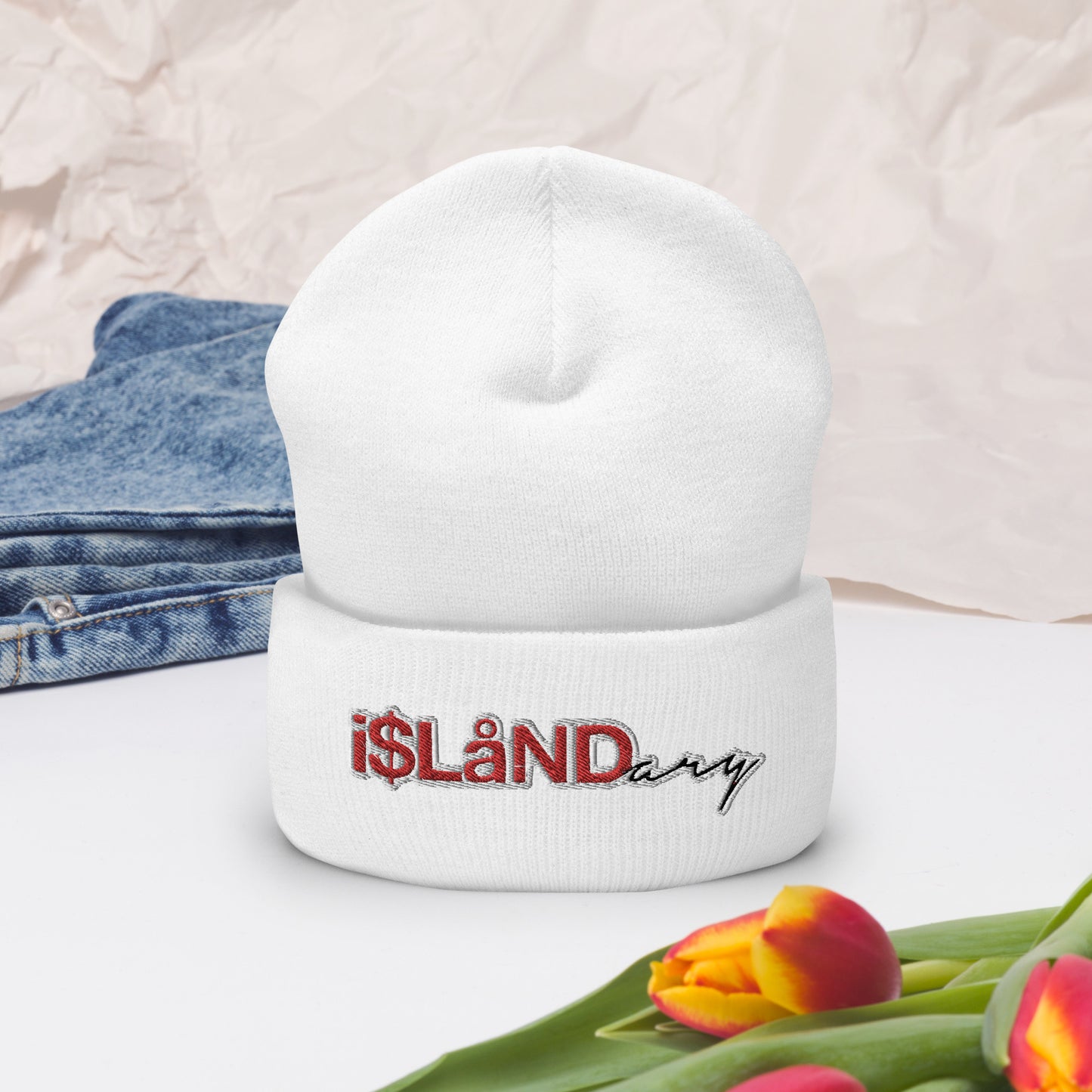 Red Islandary Cuffed Beanie