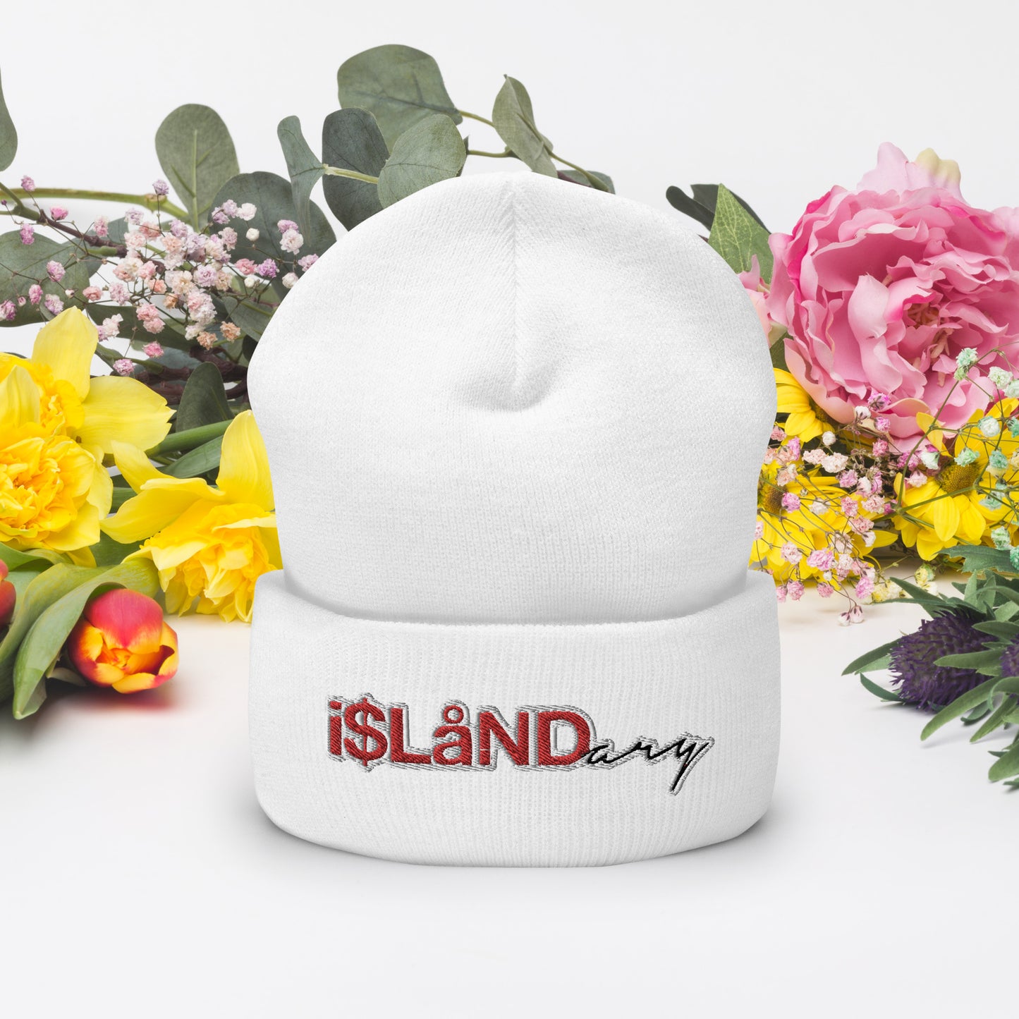 Red Islandary Cuffed Beanie