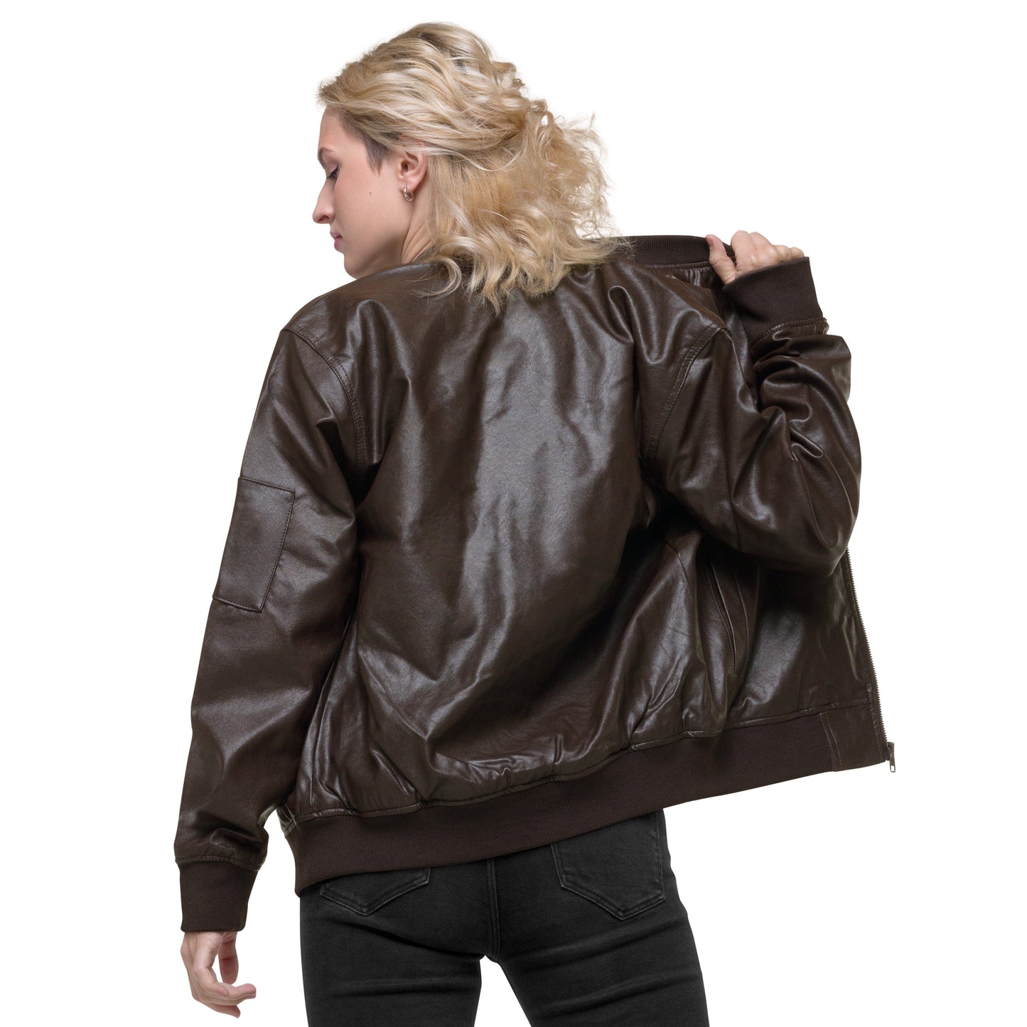 Islandary Leather Bomber Jacket