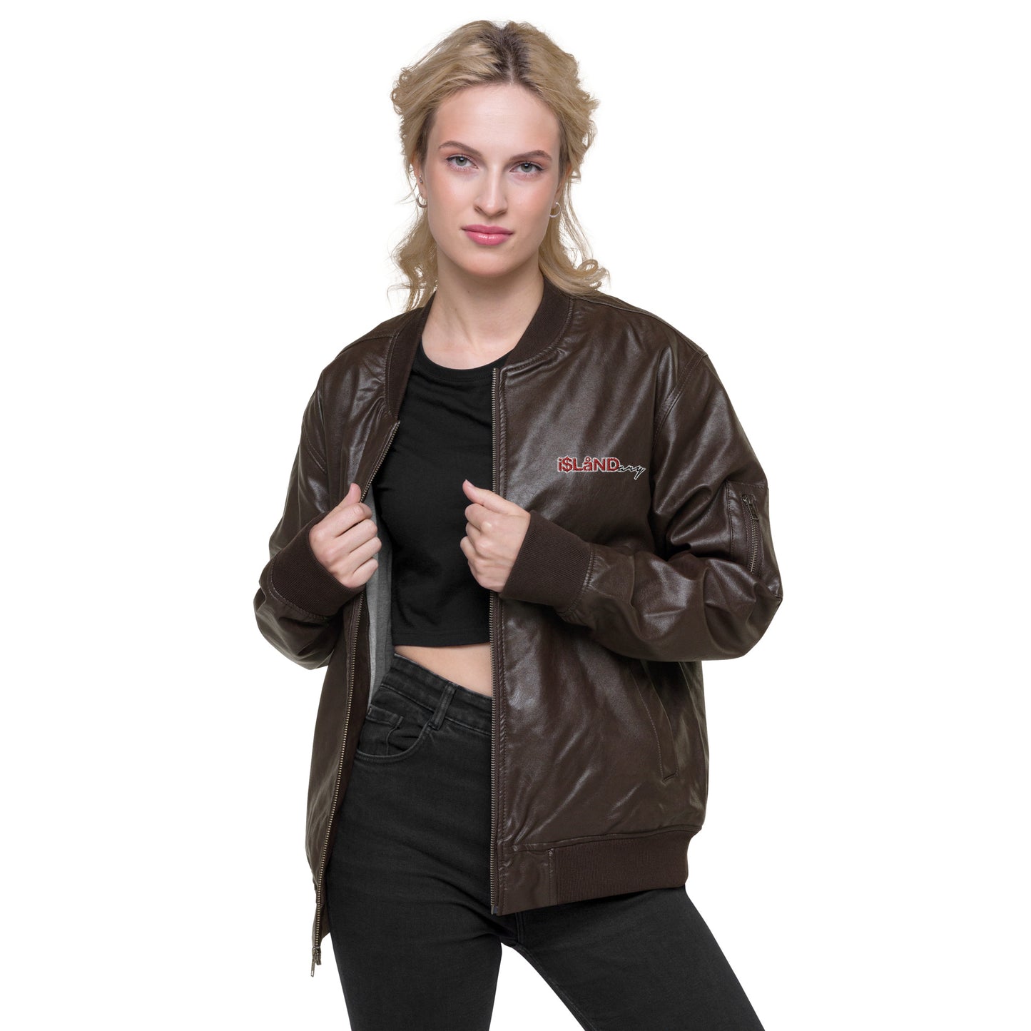 Islandary Leather Bomber Jacket