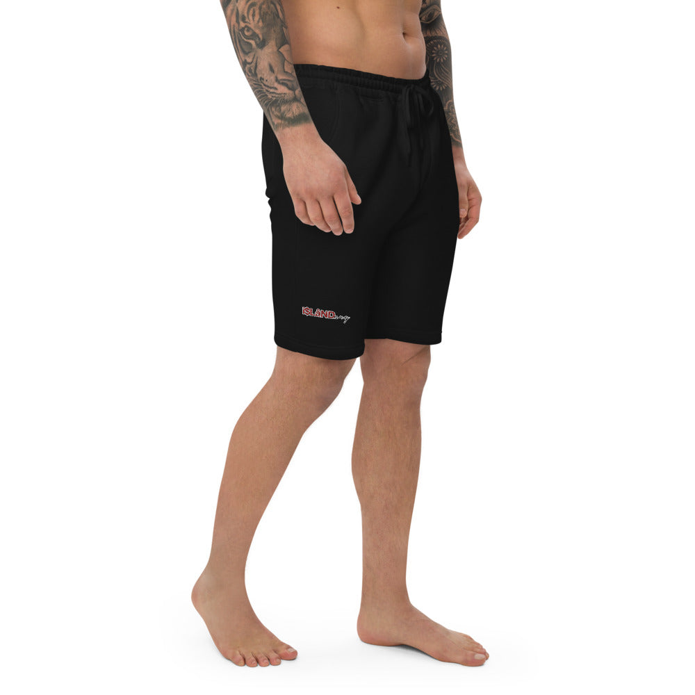 Embroidered Red Islandary Men's fleece shorts