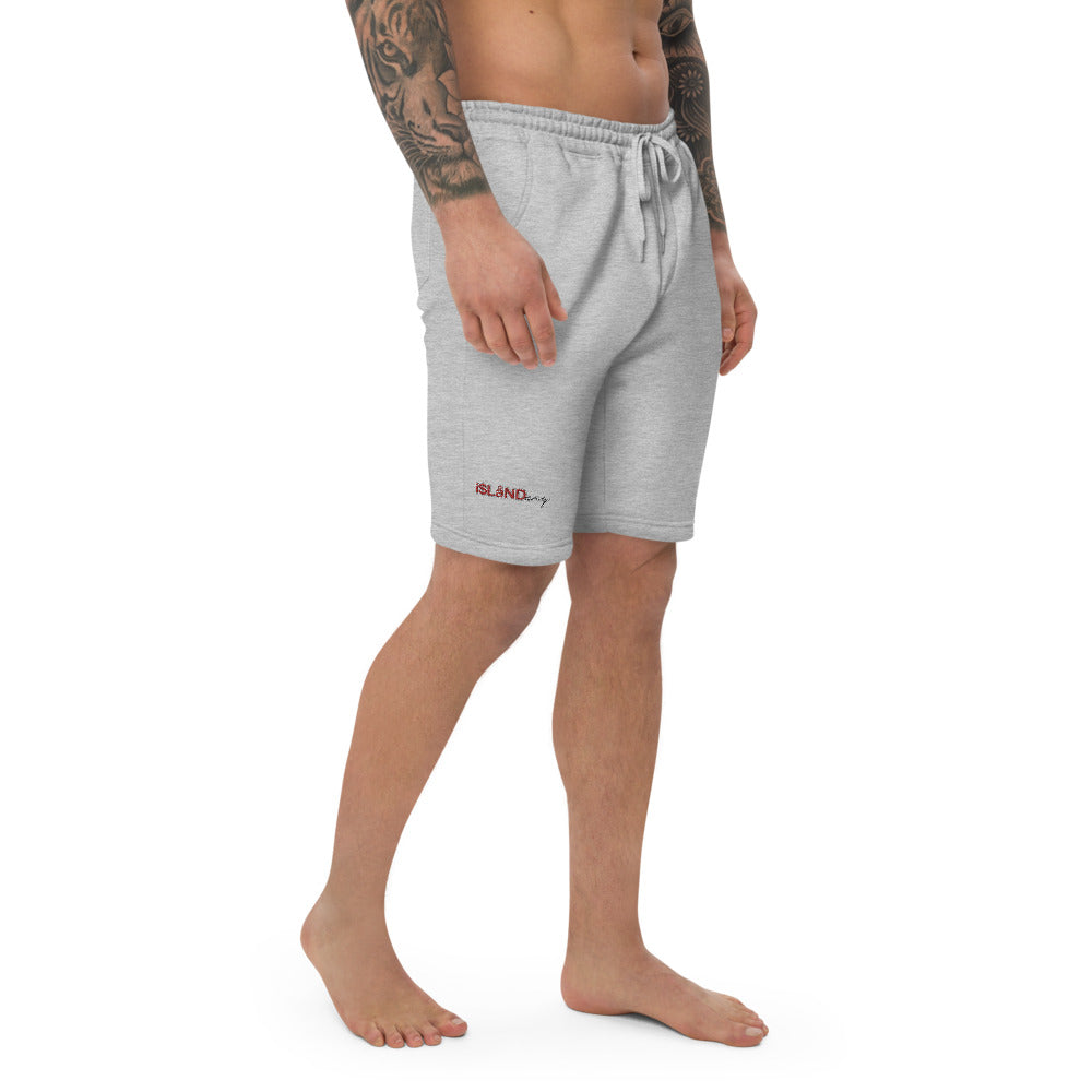 Embroidered Red Islandary Men's fleece shorts