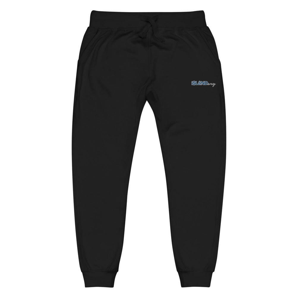 Embroidered Blue Islandary Unisex fleece sweatpants