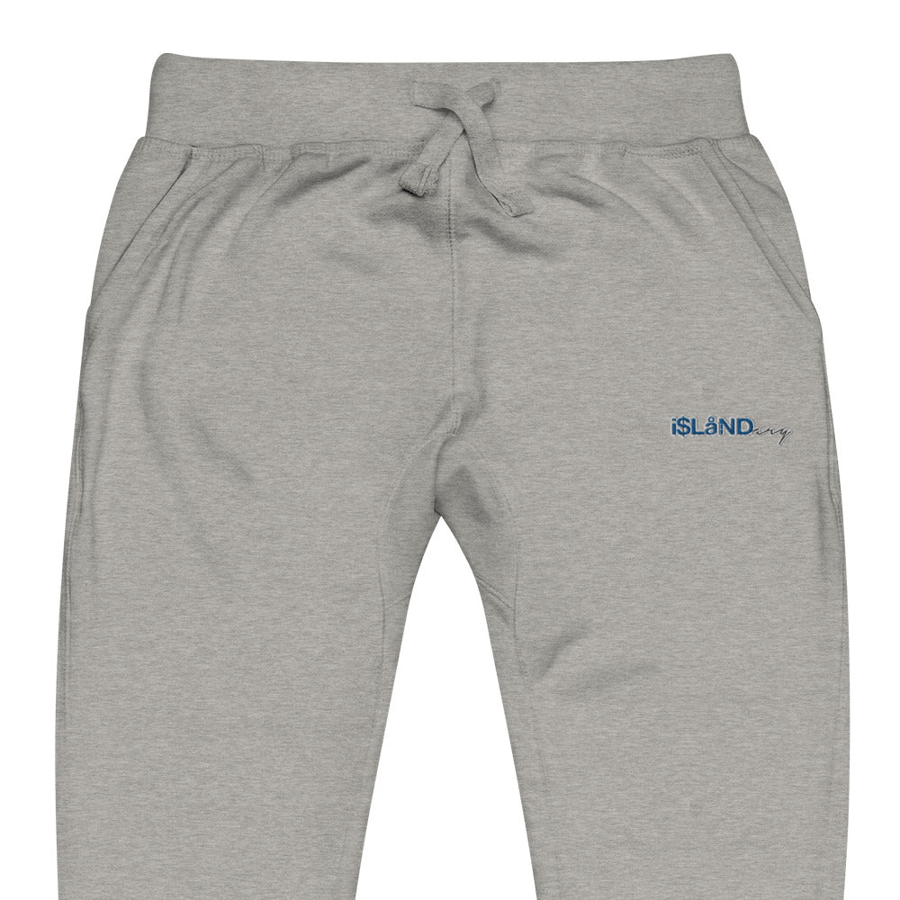 Embroidered Blue Islandary Unisex fleece sweatpants