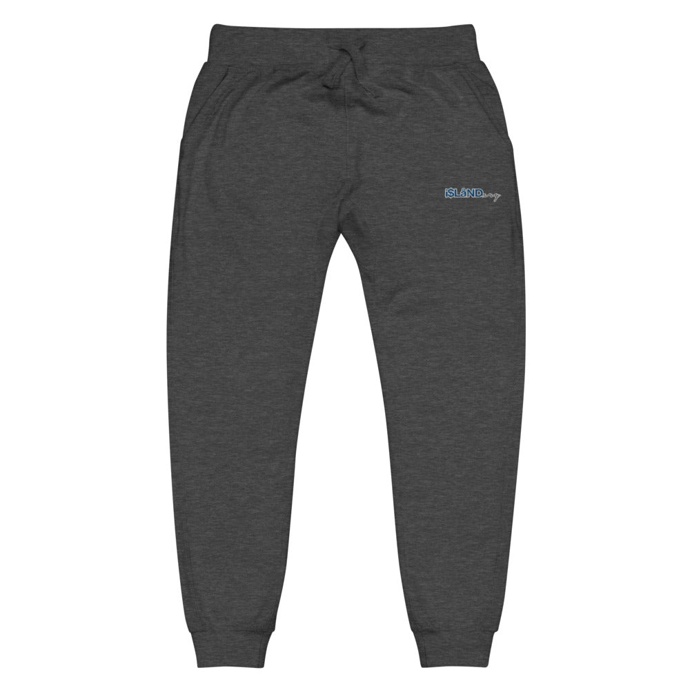 Embroidered Blue Islandary Unisex fleece sweatpants