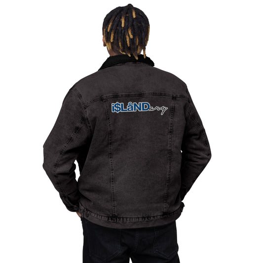 Blue Islandary (Back) Unisex denim sherpa jacket